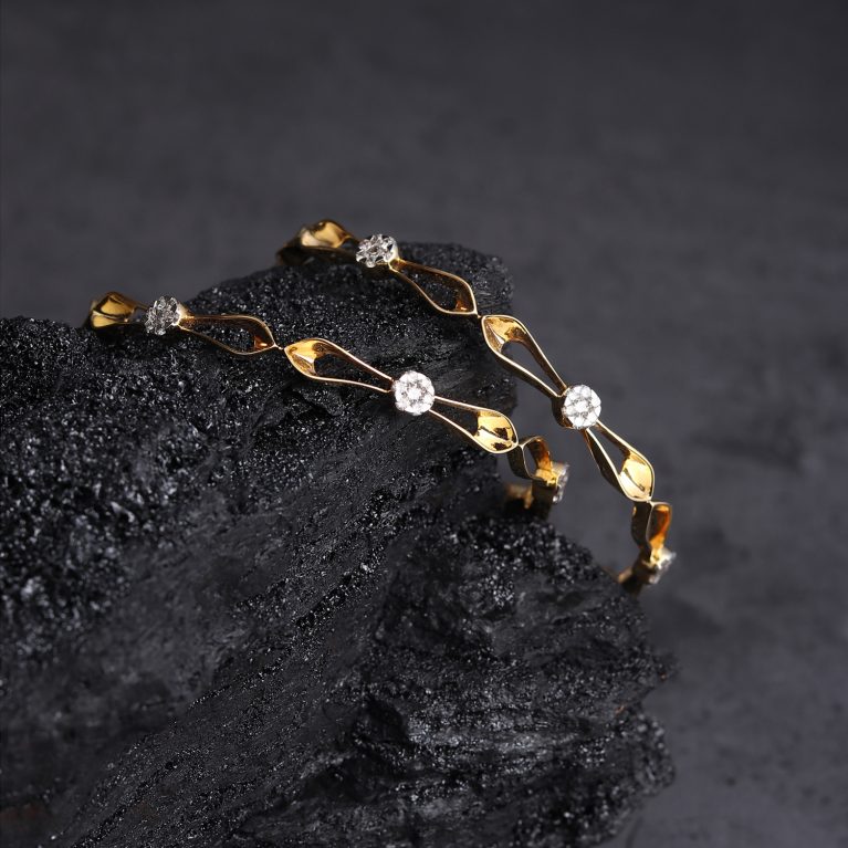 Golden Glitz Diamond Bangle