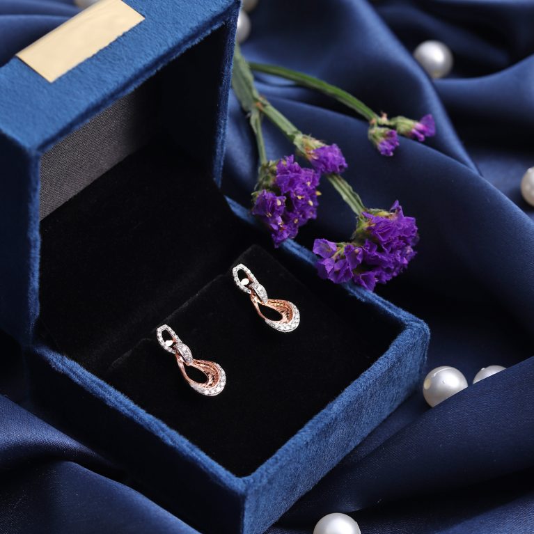 Twilight Rose Gold Knot Hoop Earrings