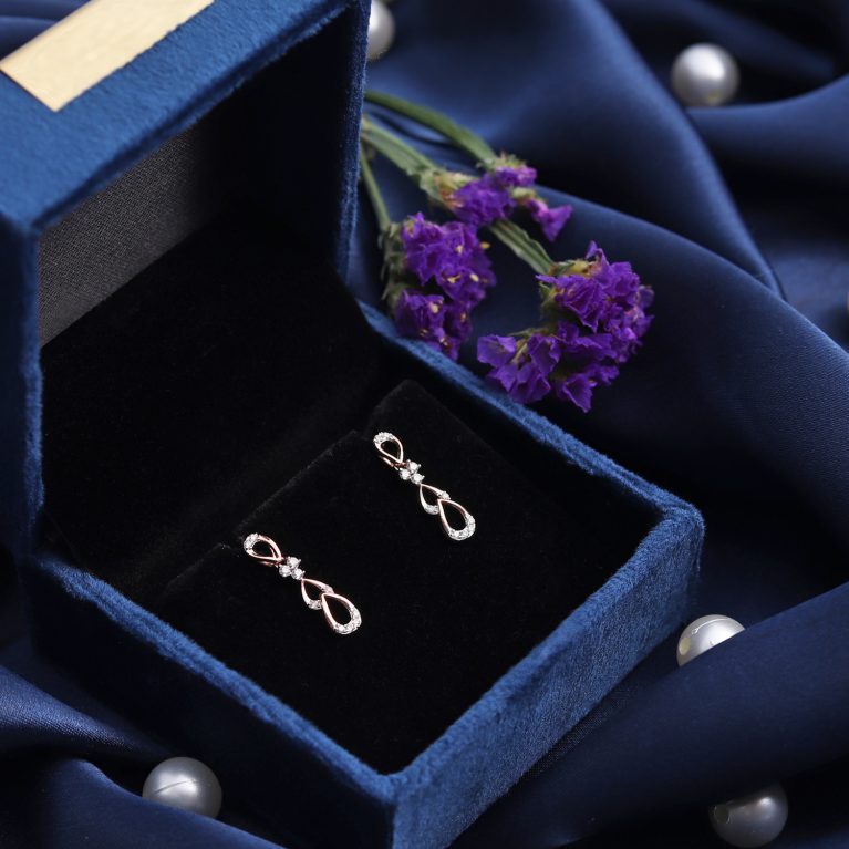 Bling Bell Rose Gold Stud Diamond Earrings