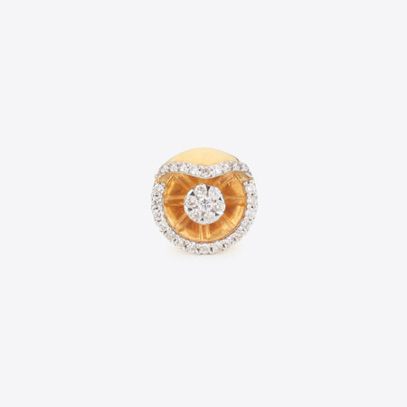 Mesmerized Semi Hibiscus Yellow Gold Stud Diamond Earrings