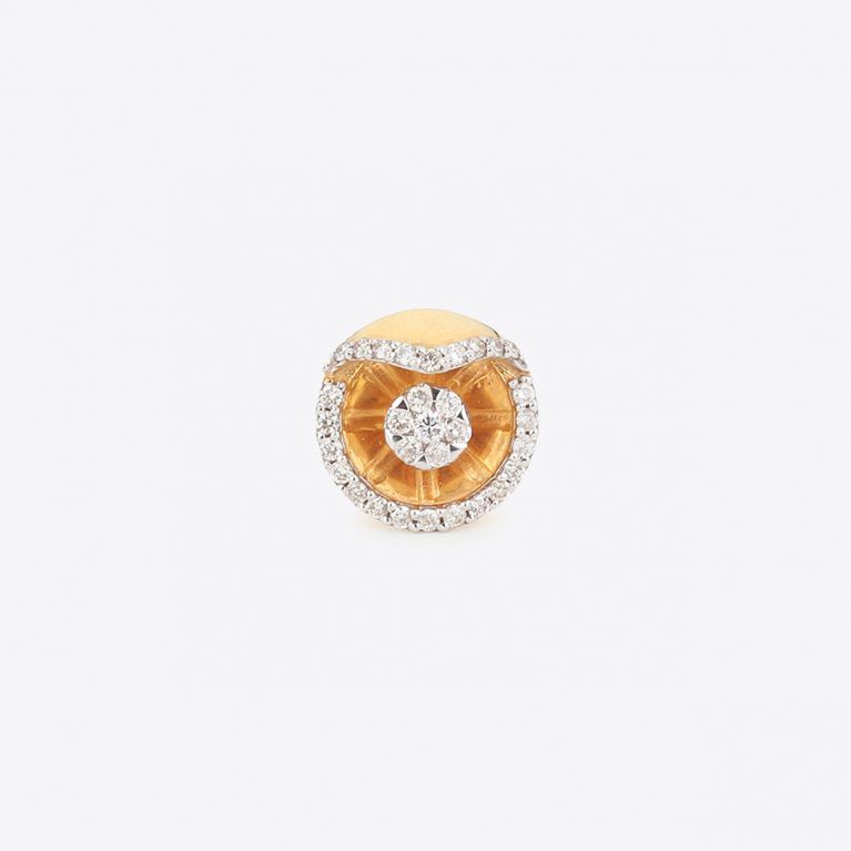 Mesmerized Semi Hibiscus Yellow Gold Stud Diamond Earrings