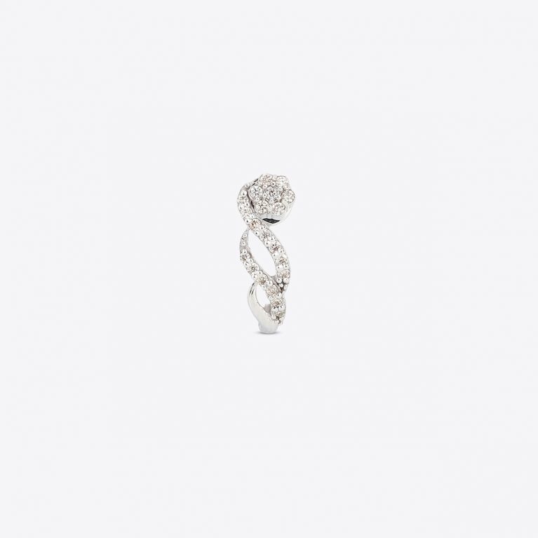 Wavy Spiral Single Floral Drop Diamond Earrings