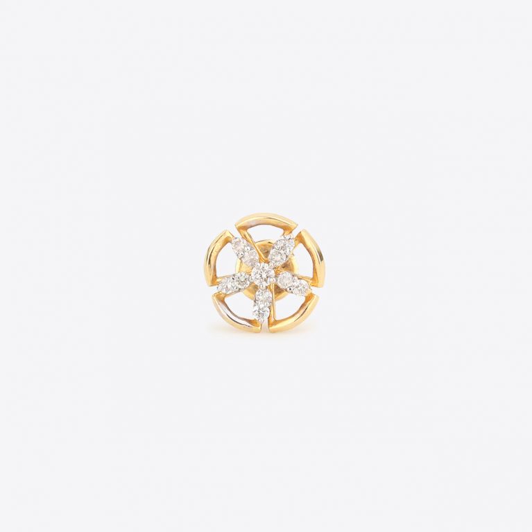 Radiant Penta Gold Stud Diamond Earrings