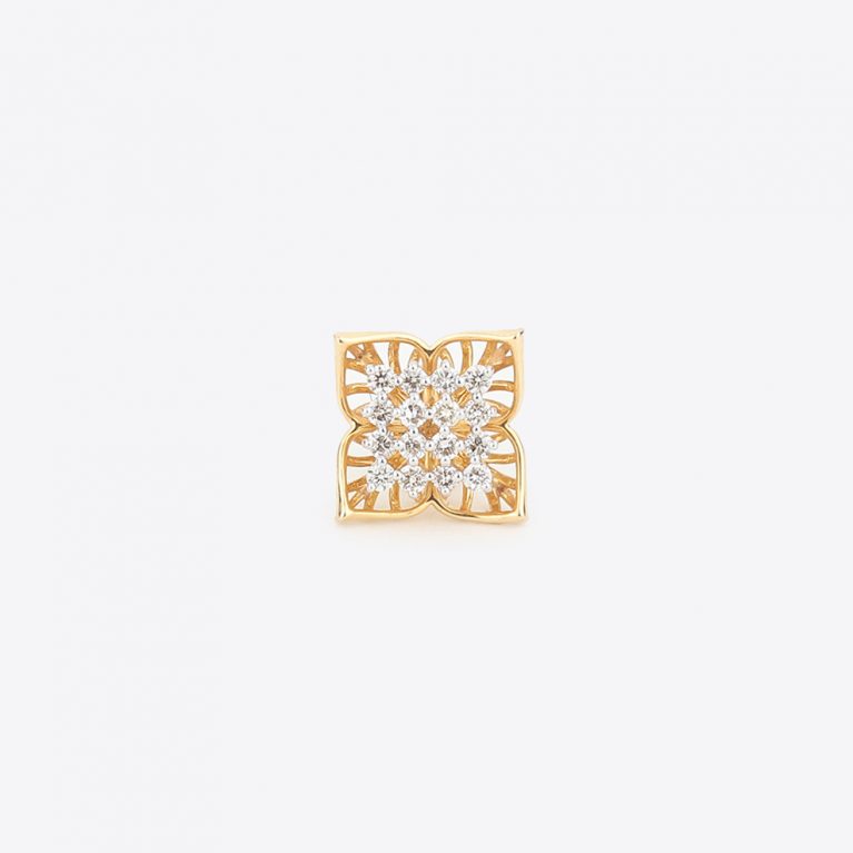 Lotus of Yellow Gold Glittering Jasmine Stud Diamond Earrings