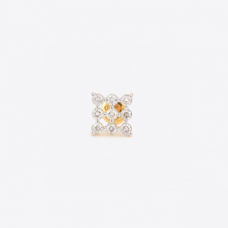 Glorious Hexa Square Stud Diamond Earrings