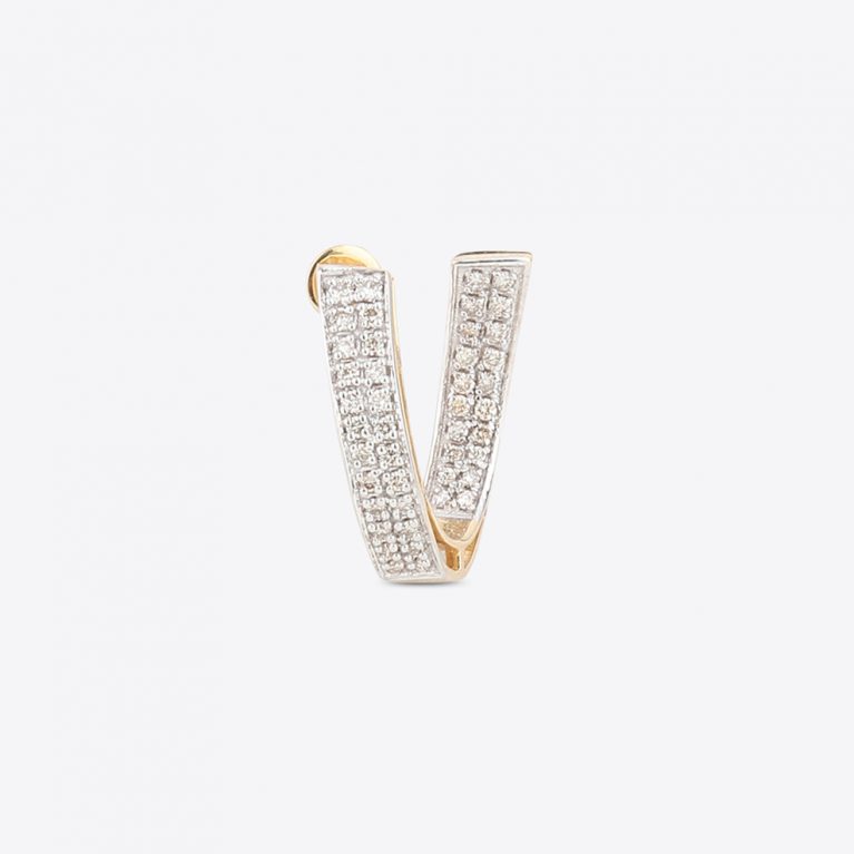 Crossover Dainty Double Linear Hoop Diamond Earrings
