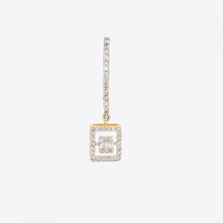 Square Box of Shining Twins Hoop Diamond Earrings
