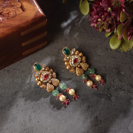 Mid-century Rainbow Gold Drop Earrings