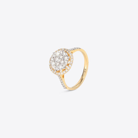 Nest of Flickered Orbs Yellow Gold Diamond Ring