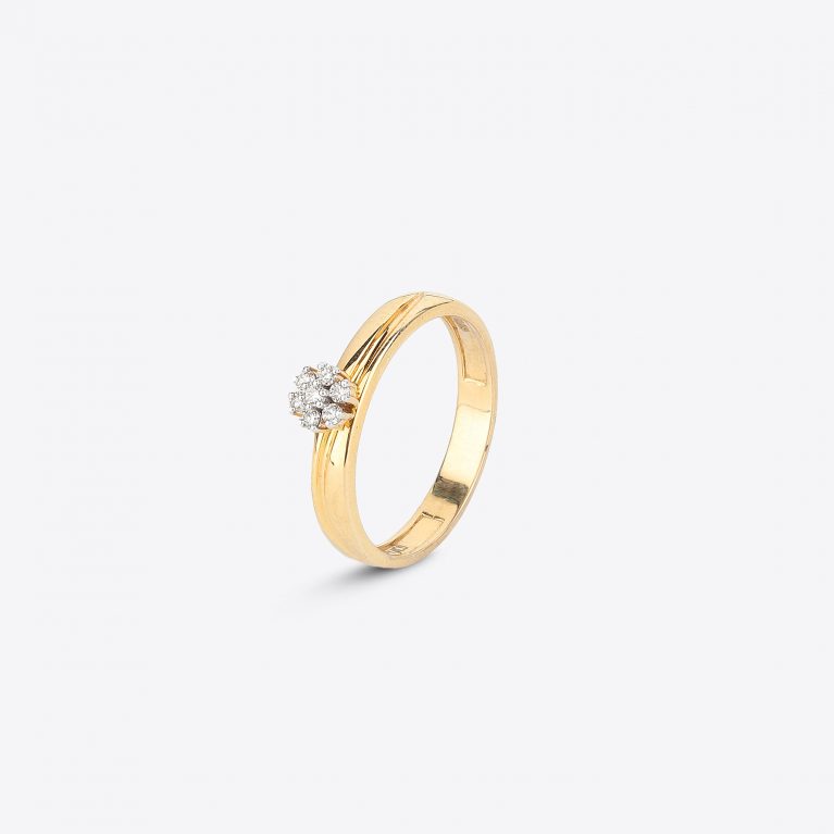 Precious Pancy Single Stud Yellow Gold Diamond Ring