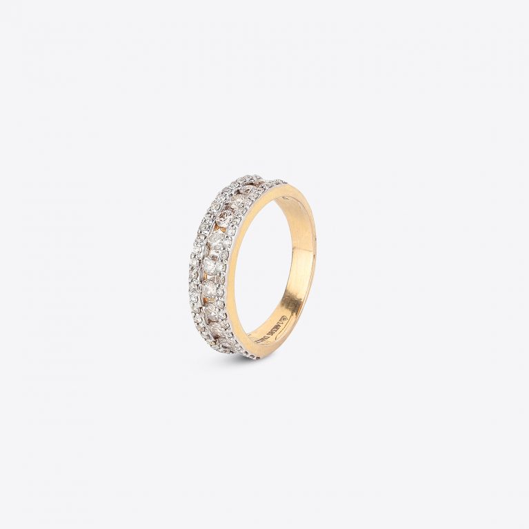 Lavished Vibrant Linear Yellow Gold Diamond Ring