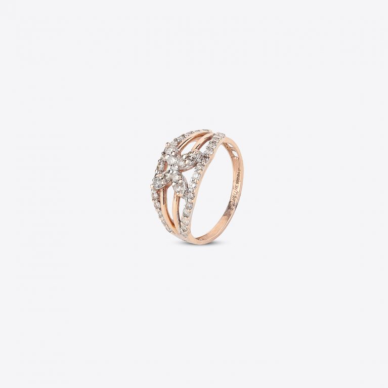 Glimming Wings of Butterfly Rose Gold Diamond Rings