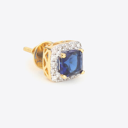 Royal Mist Blue Sapphire Stud Diamond Earring