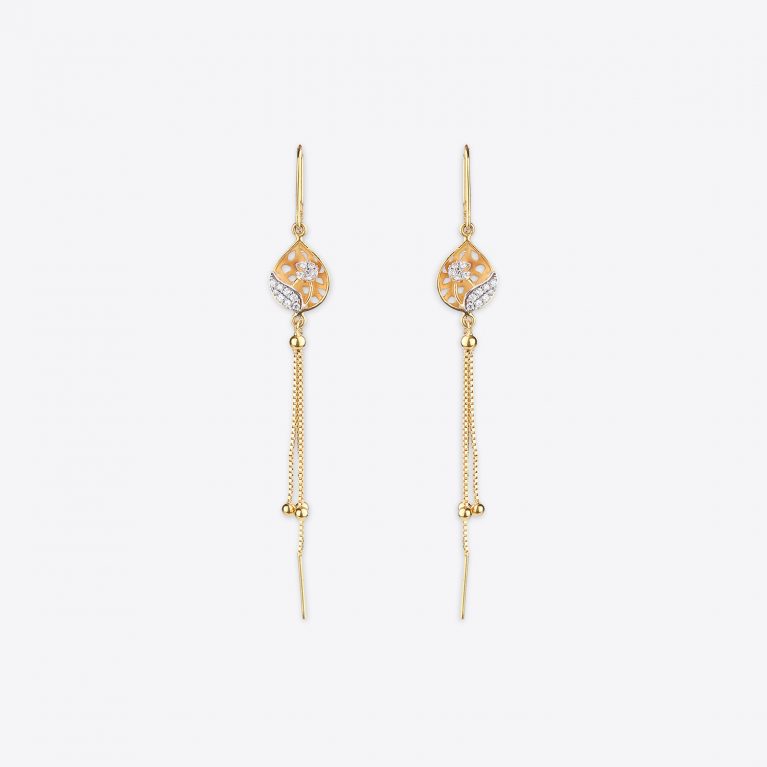 Drops of Blooming Tulip Sui Dhaga Gold Earring