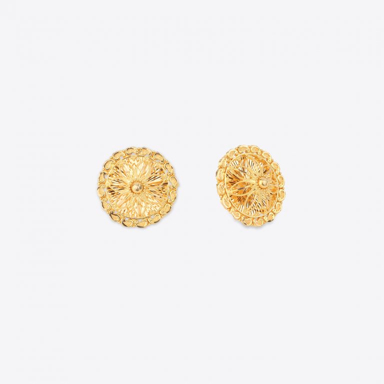 Radiant Floral Stud Gold Earring