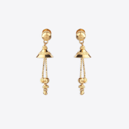 Temple Bells Styled Gold Drop Earring