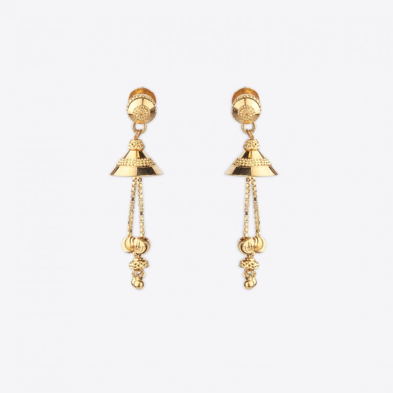 Temple Bells Styled Gold Drop Earring