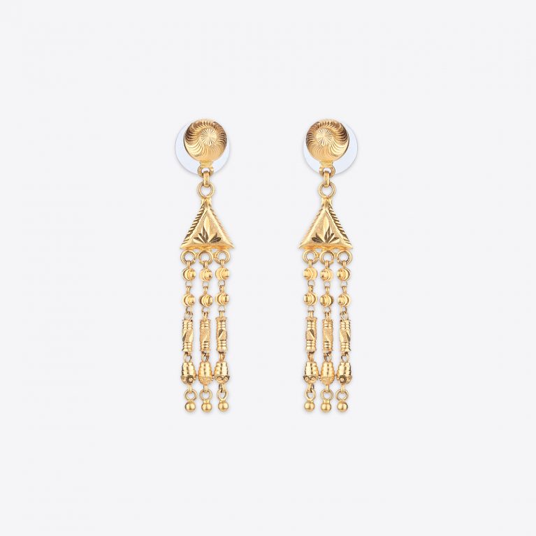 Parellel Prism Gold Drop Earring