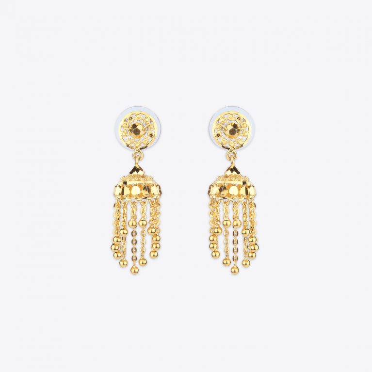 Gllitzy Wavy Twerked Jumki Styled Gold Earring