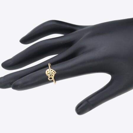 Engraved Sparkled Heart Gold Ring