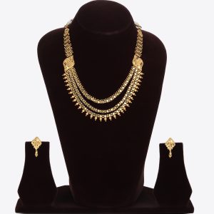 Tri-layered Trending Rajputana Gold Necklace Set
