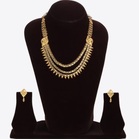 Tri-layered Trending Rajputana Gold Necklace Set